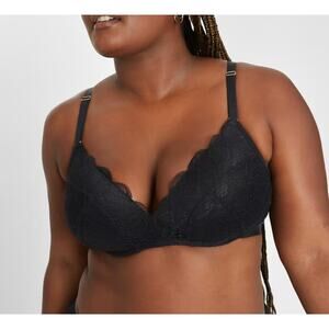 Lively Lace No Wire Push Up Convertible Strap‎ Bra Size 34DD Black